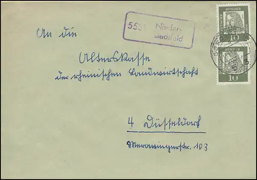 Landpost-Stempel 5531 Niederstadtfeld auf Brief GEROLSTEIN 15.11.1963