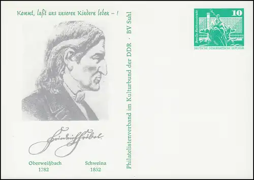 PP 15/7 Bâtiments 10 Pf Friedrich Fröbel 1982, **