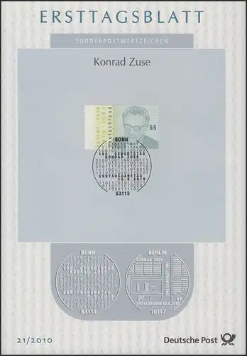 ETB 21/2010 Konrad Zuse, Erfinder, Computer