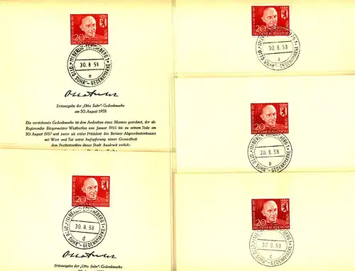 Berlin-ETB Nummer 39 Otto Suhr, Stempel-Set: ESSt a - e