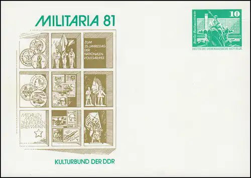 PP 15/136 Bâtiments 10 Pf Exposition MILITARIA Berlin 1981, **