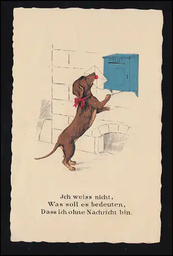 Tiere-AK Hund bringt Brief zum Briefkasten, BERLIN W 15b 3.2.1927