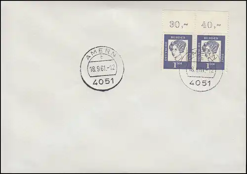 361y Bedeutende Deutsche OR-Paar Gefälligkeitsstempel AMERN 18.9.61 Blanko-FDC