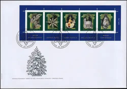 Schweiz Block 37 Weihnachten 2004 Schmuck-FDC ESSt BERN Weihnachsstern 23.11.04