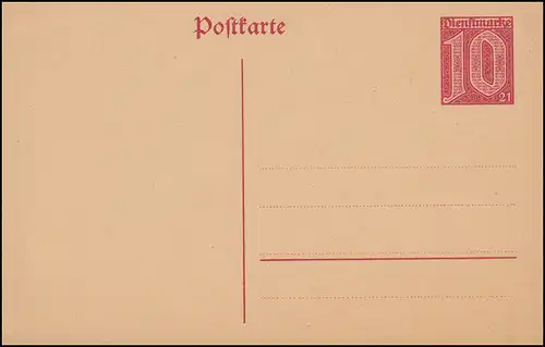 Dienst DP 4 Ziffer 10 Pf. karmin, mit 21, ** wie verausgabt