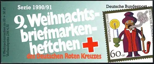 DRK/Weihnachten 1990/91 Räuchermännchen 60 Pf, 5x1485 9.MH ESSt Berlin