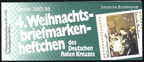 DRK/Weihnachten 1985/86 Christi Geburt 80 Pf, 5x1267 4.MH ESSt Bonn