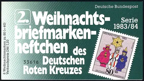 DRK/Weihnachten 1983/84 Sternsinger 80 Pf, 6x1196, 2.MH ESSt Bonn