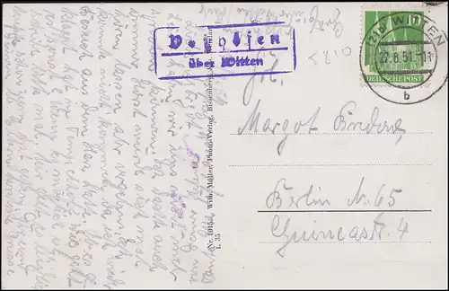 Landpost-Stempel Voßhofen über WITTEN 27.8.1951 auf passender AK Witten 4 Bilder