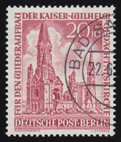 108 Kaiser-Wilhelm-Gedächtniskirche 20+10 Pf O gestempelt geprüft