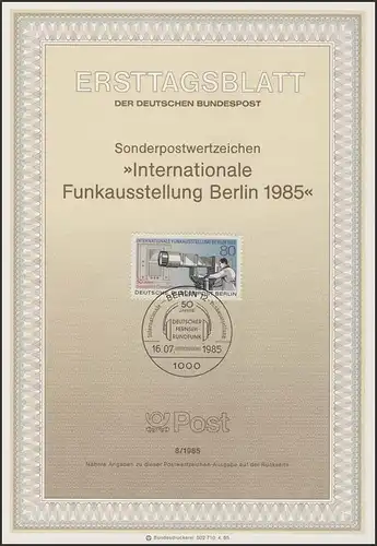 ETB 08/1985 IFA, Fernsehkamera, Fersehempfänger