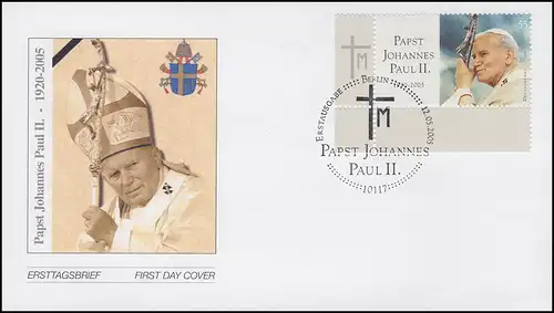 2460 Le Pape Jean-Paul II - Un morceau de pierre sur le FDC de bijoux ESSst Berlin