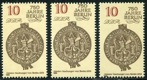 3023 Berlin: Verzähnungs-Set mit 3 Marken: normal, nach oben, nach unten, ** 