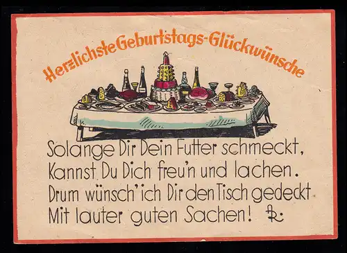 AK Glückwünsche Geburtstag: Der gedeckte Tisch! WANGEN über RADOLFZELL 10.3.1950