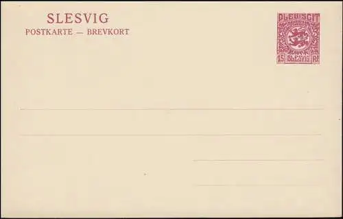 Schleswig Postkarte 3 PLEBISCIT / SLESVIG lila, ** wie verausgabt