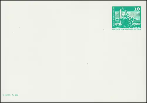 PP 15/2 Bauwerke 10 Pf Blanco, Papier weiß, mit DV III 18 184 Ag 400, **