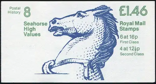 Großbritannien-Markenheftchen 64I Postal History 8 Seahorse MAR 1983, **