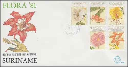 Surinam Flora 1981 Maria Sibylla Merian: Fleurs Fleurs fleurs sur Bijoux-FDC