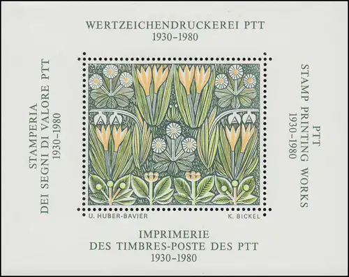 Schweiz Vignette 50 Jahre Wertzeichendruckerei PTT 1930-1980