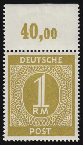 937c P OR Ziffer 1 RM - bessere Farbe mit durchgezähntem Oberrand ** farbgeprüft