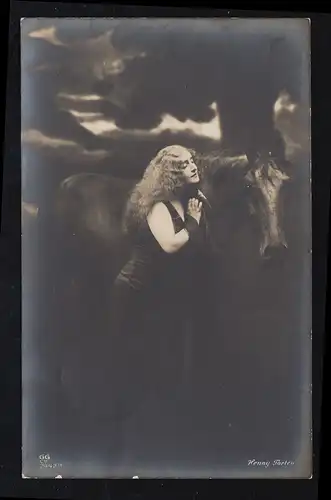 Künstler-AK Schauspielerin Henny Porten - Foto mit Pferd, DRANSFELD 14.10.1914