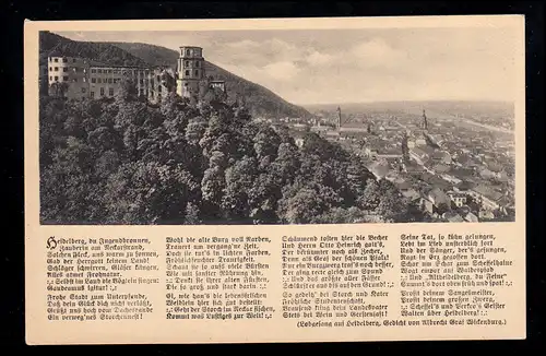 Lyrique AK Lobgesang sur Heidelberg poème par Albrecht Graf Wickenburg, Panorama