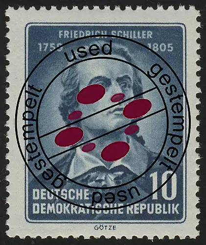 465A Friedrich Schiller 10 Pf, gezähnt, gestempelt O