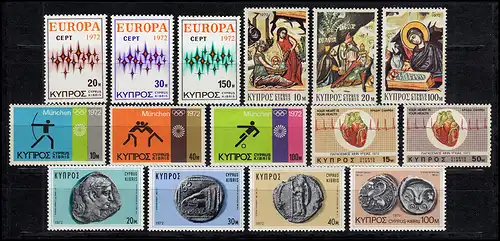 372-386 Chypre (grec) millésime 1972 complet, frais de port