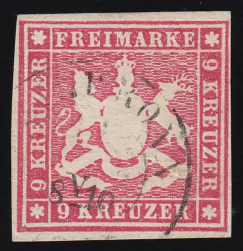 Württemberg 14a Wappen 9 Kreuzer, cacheté HEILBRONN, examiné Heinrich BPP