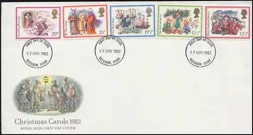 Royaume-Uni: 933-937 Noël de Noël Carols 1982, 5 valeurs, Bijoux-FDC