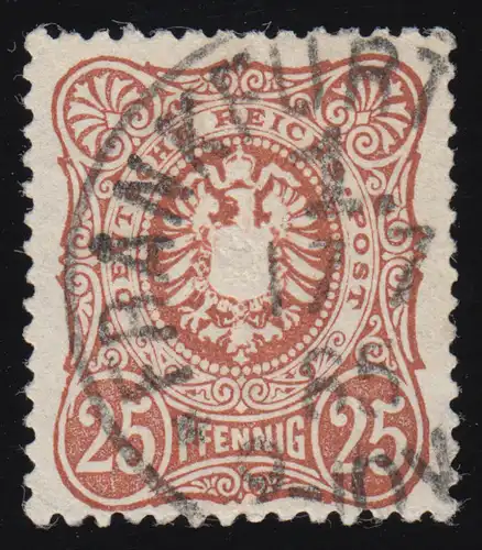 43 III Reichsadler mit PLF III Delle unten mittig, gestempelt FRANKFURT 1885