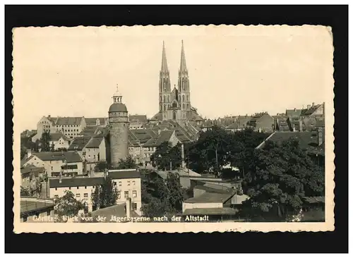 AK Görlitz von Jägerkaserne zur Altstadt, Luftfeldpost, Feldpost 20.04.1943