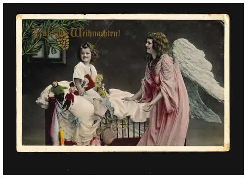 Weihnachten Christkind bringt Geschenke für das Kind, Essen 23.12.1911