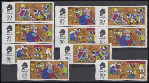 2096-2098 Märchen: Des Kaisers neue Kleider 1975, 3 ZD + 3 Ezm, Set postfrisch