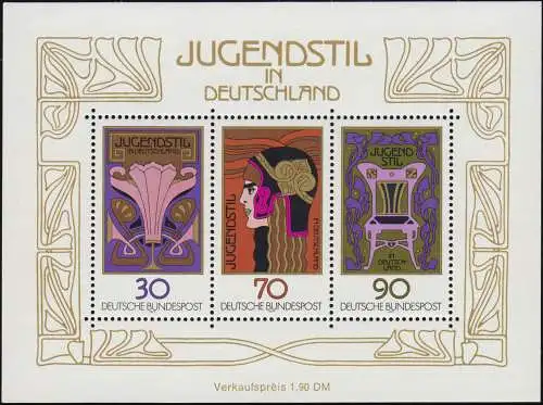 Block 14 Jugendstil: fette Schrift JUGENDSTIL / Golddruck übersättigt, **