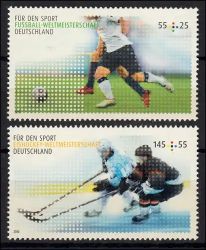 2788-2789 Sporthilfe Fußball und Eishockey 2010, Satz ** postfrisch