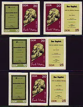 1365-1367B Karl Marx coupé en bloc 27 - 3 ZD et 3 Ezm, set **