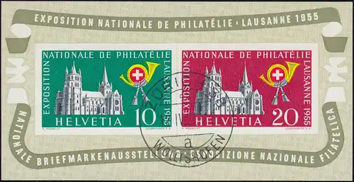 Schweiz Block 15 Ausstellung Lausanne 1955: Tagesstempel ZÜRICH 38 - 12.4.1955