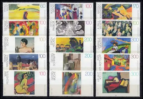 1617ff Peinture allemande 1992-1996: 5 phrases complètes, set ** frais de port