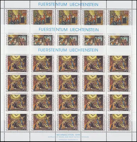 1217-1219 Weihnachten 1999, 3 Werte, Kleinbogen-Satz ** 