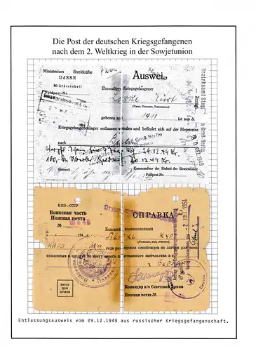 Poste de prisonniers de guerre Carte de libération russe Prisonnière de la guerre 29.12.1949