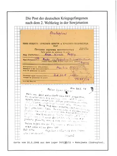 Kriegsgefangenenpost Lager 7471/ 11 Makejewka UdSSR nach Roda vom 30.5.1948