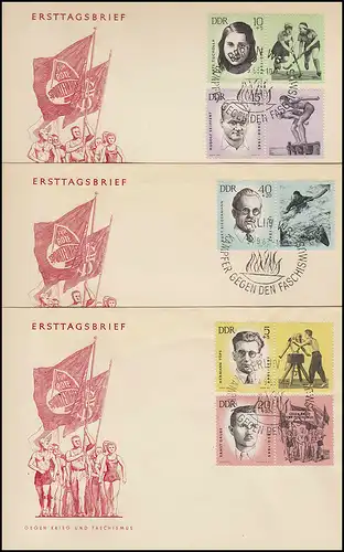 983-987 Assassinés par des athlètes antifascistes en 1963 - phrase sur FDC 1, 2 et 3