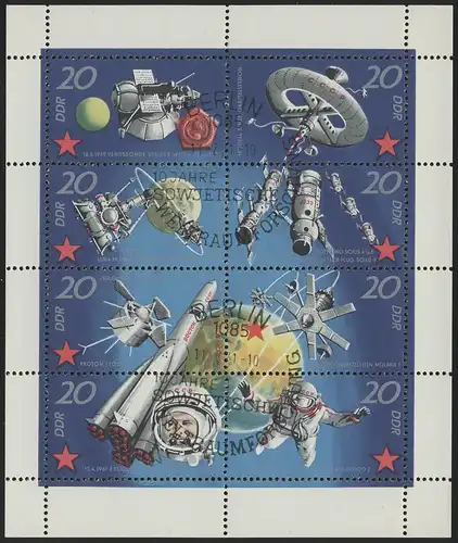 1636-1643 Weltraumflug-Kleinbogen 1971, ESSt Berlin 11.2.1971