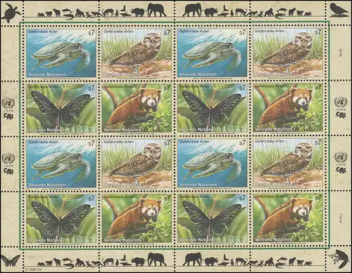 UNO Wien 248-251 Gefährdete Arten VI - Fauna 1998, ZD-Bogen **