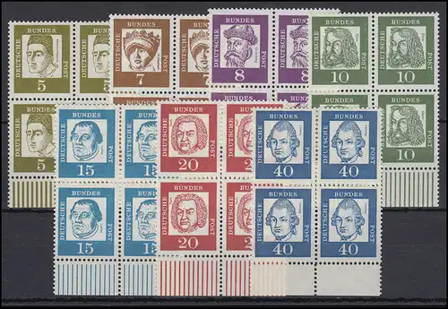 347 x et suiv. Allemands importants 7 valeurs UR-Quaterbl. ensemble ** post-fraîchissement