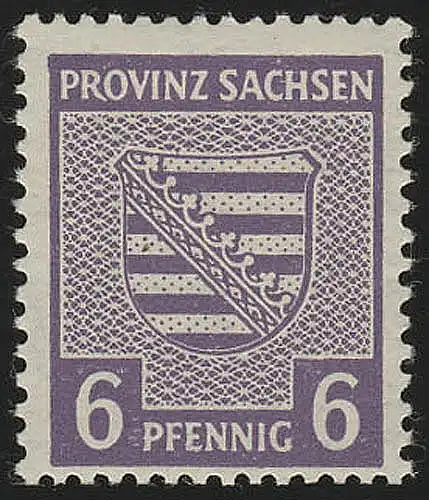 SBZ 76Yc Provinzwappen 6 Pf, Wz.1Y, dunkelgrauviolett, gezähnt, ** geprüft