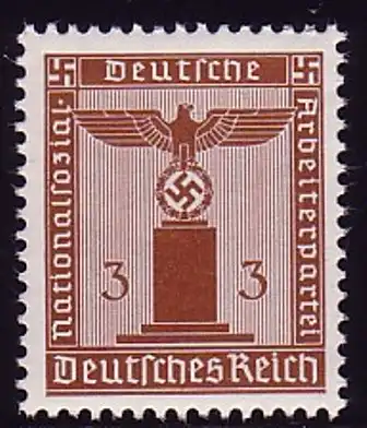 156y Dienstmarke Adler / Sockel 3 Pf - waagerechte Gummiriffelung, ** postfrisch