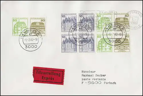 HBl. 29 BuS 1980 avec 80 pf olive de MH 24 Bu S sur FDC HANNOVER 1 - 1.7.1982