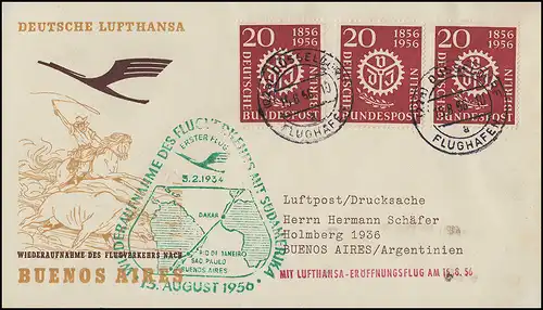 Eröffnungsflug Lufthansa Buenos Aires Düsseldorf 15.8.1956/ Buenos Aires 17.8.56